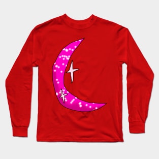 Crescent Pink Sparkly Moon Long Sleeve T-Shirt